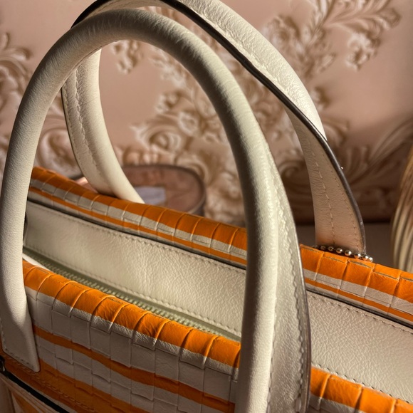 Coach Striped Orange and White Satchel - Picture 8 of 16